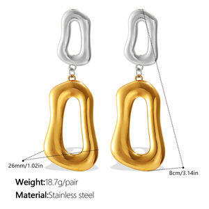 Conjunto de Collar y Pulsera de Acero Inoxidable con Diseño Geométrico Irregular Exagerado, Estilo Minimalista, Joyería para Uso Diario, Regalo Unisex - Product Image 1