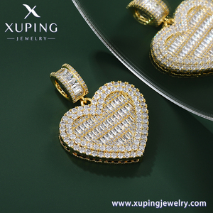 P220819 Joyería Xuping Dije de Encanto para Dama de Alta Calidad Corazón Como Diamante Completo Oro de 14K Nuevo - Product Image 3