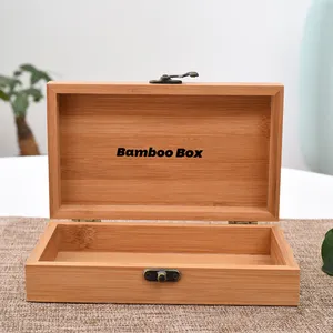 High Quality Wooden Packaging Box Custom Size Flip Lid Painting Bamboo Wood Gift Storage Box