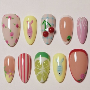 <span class=keywords><strong>Uñas</strong></span> Postizas Personalizadas con Diseño de Frutas <span class=keywords><strong>en</strong></span> Pastel, <span class=keywords><strong>Relieve</strong></span> <span class=keywords><strong>3D</strong></span>, Reutilizables, para Venta al Por Mayor - Product Image 2