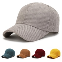 Gorra de béisbol de pana vintage para hombre y mujer, color liso, cálida, deportiva, estilo papá, para otoño e invierno, venta al por mayor, admite logotipo personalizado
