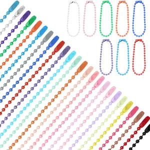 2000/paquetes de cadena de bolas pintadas de color metálico de 12cm de largo con hebilla Cadena de cuentas de hierro adecuada para accesorios de etiqueta de ropa DIY