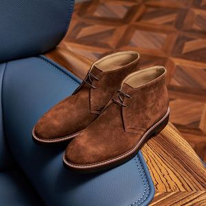 Botas de desierto hechas a mano para hombre, tallas grandes, de caña baja, estilo empresarial, con cordones, cuadradas, ligeras, para primavera/verano, al por mayor - Product Image 1