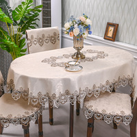 Europäischer Stil Luxuriöse Handgefertigte Bestickte Wasserdichte Maßgefertigte Spitzen-Blumen-Tischdecke für Esszimmer Hochzeit Party Dekoration