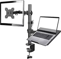 MG Dual Monitor Lengan Berdiri Adjustable Mount Laptop Stand Keyboard Tray Double 32Inch Desktop LCD Komputer Gas Spring Vesa Bracket