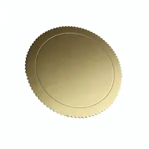 Wholesale Price High Quality Round Design Gold Cardboard Cake Board With Scalloped Edge