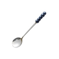 Cuillère à dessert, soupe, café et thé coréenne en acier inoxydable avec manche en céramique, idéale pour les fêtes, mariages et événements spéciaux