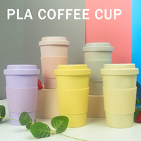 Mug moderne biodégradable en PLA de 420 ml avec emballage en boîte blanche, marque HK, pour les fêtes, les voyages et les cadeaux