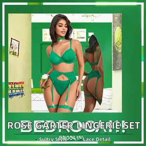 Conjunto de Lencería Sexy con Guantes Finos de Encaje Rosa y Control Ligero de Color Sólido - Product Image 2