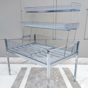 Table de promotion en zinc portable à la mode Poubelle promotionnelle en fil métallique Étagère centrale pliable de style moderne Capacité de 30kg pour magasin - Product Image 5