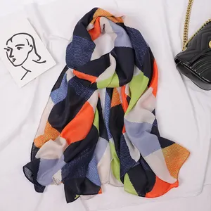 Rm103 2019 lenço de borla para mulheres, estampado de qualidade, shawl 100% algodão