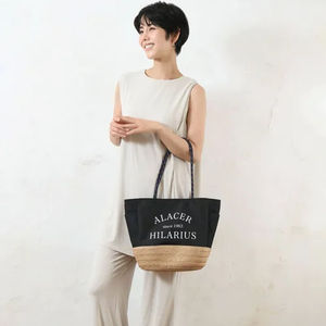 Bolsa de lona con logotipo personalizado, bolso de verano tipo cesta para mujer con asa de cuerda y bolsillo - Product Image 3