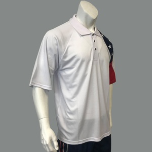 Polo à manches courtes en polyester blanc à séchage rapide, avec broderie étoiles du drapeau américain, couleur marine, personnalisable, prêt à être expédié – Collection été US - Product Image 4