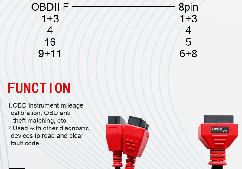 Cable Adapter for Chrysler 12+8 Programming Cable Connector for Autel High Quality