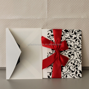 2025 New arrivals trống dập nổi thiệp chúc mừng và đơn giản phong bì với màu đen lót sang trọng Ribbon handmade thẻ giấy - Product Image 2