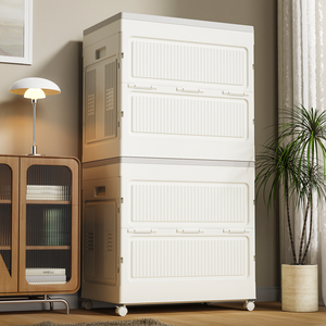 Yimire, venta al por mayor, caja de almacenamiento plegable de plástico blanco, organizadores de juguetes apilables con ruedas, contenedores de gabinete grandes para ropa - Product Image 5