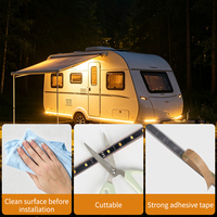 Bande lumineuse LED SMD 2835 12V pour auvent, 6M 6000K Ambre IP54 pour camping-car, caravane, remorque