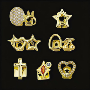 <span class=keywords><strong>HCG</strong></span>-379 Nouveauté : Coque dentaire unisexe plaquée or avec zircons, motifs étoile, cœur, croix – Décoration tendance pour les dents, idéale pour les fêtes - Product Image 1