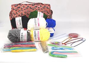 Kit de herramientas de ganchillo con hilo Juego de ganchos portátiles Bolsa de almacenamiento Agujas de tejer para principiantes - Product Image 2