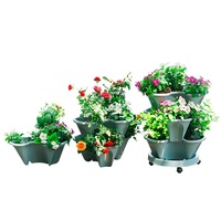 Tour de jardinage à 5 niveaux, jardinière verticale empilable, jardin vertical pour la culture d'herbes, de fleurs, de fraises et de légumes