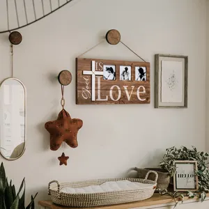 Letreros de madera respetuosos con el medio ambiente para la decoración del hogar, artesanías de madera, marco de fotos para colgar en la pared, decoración de pared personalizada, canta