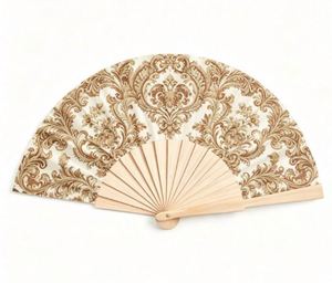 Custom Printing Fabric Foldable Wood High Quality Personalized Bamboo <b>Hand</b> <b>Held</b> <b>Fans</b> - Product Image 1