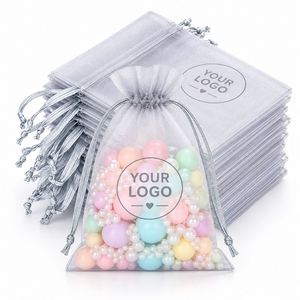 Custom Logo 15x20cm Sheer Organza Drawstring <b>Bags</b> Wedding Favors Jewelry Pouches Wholesale Mesh Gift Packaging <b>Bags</b> - Product Image 6