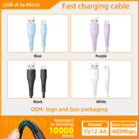 Produk Terlaris Charger Ponsel Silikon 2.4A 27W 60W Pengisian Cepat Quick Charge Kabel USB dengan Bahan Silikon