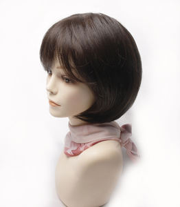 วิกผมคนจริงๆสีน้ำตาลดำธรรมชาติแบบไม่มีขนดีไซน์แบบ monofilament แบบผูกมือผมบ๊อบ - Product Image 1