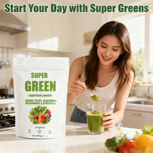 Poudre de super-aliments OEM Super Greens Premium, plus de 20 légumes verts biologiques, aliments entiers, antioxydant, enzyme digestive, probiotique, vitamines - Product Image 3