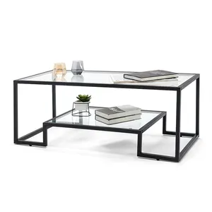 Moderne große quadratische geometrische Glas tisch Coffee Center Tisch Couch tische