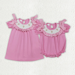 Vêtements pour enfants en gros, tenue pour enfants avec broderie smockée 'Daddy's Girl', barboteuse à volants, vêtements pour bébés filles pour la fête des pères - Product Image 6