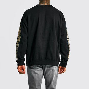 Dec Mens Pullover maniche sostenibili teschi stampati pianura nero girocollo gioventù oversize spalla scesa Streetwear <span class=keywords><strong>felpa</strong></span> - Product Image 4