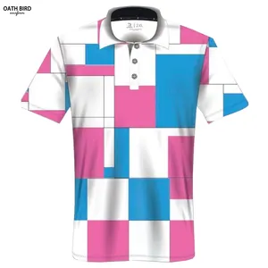 OEM design 3D printed custom 88% polyester 12% spandex new design sublimation patterns men quick dry golf polo shirt with logo