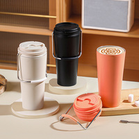Gelas vakum baja tahan karat 500ml, perlengkapan minum teh portabel, Tumbler kopi terisolasi luar ruangan dengan jaring teh