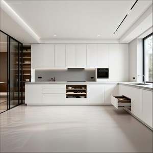 Armoires de cuisine en bois de haute qualité, armoires de rangement modulaires contemporaines en PVC, ensembles de luxe personnalisés, certifiées ISO, garantie de 2 ans - Product Image 4