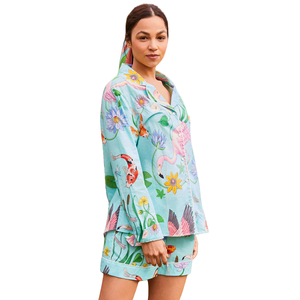 Nhà Sản Xuất Quần Áo Tùy Chỉnh In Đồ Ngủ Của Phụ Nữ Dài Tay Áo In Kỹ Thuật Số Tất Cả Các Hơn In 100% Cotton Satin Đồ Ngủ Phụ Nữ - Product Image 1