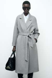 معطف KP&ZA نسائي طويل وأنيق بتصميم كلاسيكي لفصلي الخريف والشتاء، لباس خارجي كاجوال بسحاب مع بطانة من الصوف وفرو الأرانب، مصبوغ ومسامي للسيدات - Product Image 3