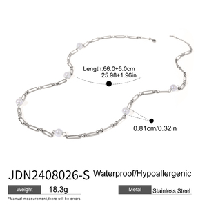 Kalung Rantai Cuban Mutiara Air Tawar Minimalis J&D, Baja Anti Karat Berlapis Emas 18K, Gesper Toggle OT, Perhiasan Klasik - Product Image 6