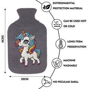 Borsa dell'acqua calda personalizzata 2026 più venduta in gomma naturale con graziosa copertura lavorata a maglia a forma <span class=keywords><strong>di</strong></span> unicorno - Product Image 2