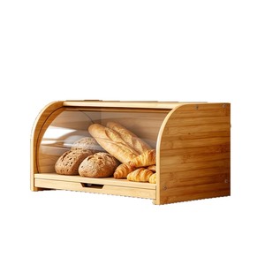 Boîte de rangement pour pain en bambou avec couvercle rabattable pour la cuisine - Product Image 5
