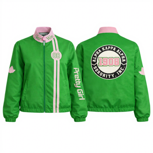 Chaqueta de Carreras de Sarga de Algodón Alpha Kappa Alpha AKA Sorority para Mujer, Chaqueta de Motociclismo de Alto Rendimiento y Velocidad - Product Image 1