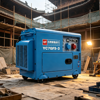 Générateur diesel silencieux à châssis ouvert refroidi par air Yuchai 7 kW YC7GFS-3 1800 tr/min 1 230 V/380 V 50/60 Hz Groupe électrogène longue durée de vie 91 % d'efficacité
