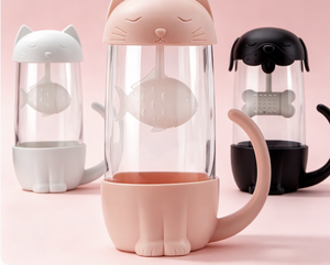 <span class=keywords><strong>Tasse</strong></span> à thé avec couvercle et poignée, <span class=keywords><strong>infuseur</strong></span> à thé en verre résistant à la chaleur avec filtre à lèvre, design de dessin animé pour une utilisation en extérieur - Product Image 3