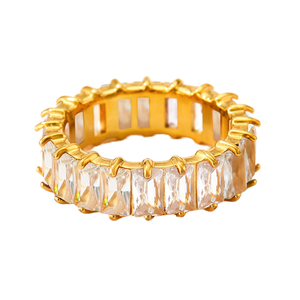 Anello in oro semplice di fascia alta da donna nuovi strass geometrici con <span class=keywords><strong>anelli</strong></span> di moda in lega personalizzati 18K con - Product Image 1
