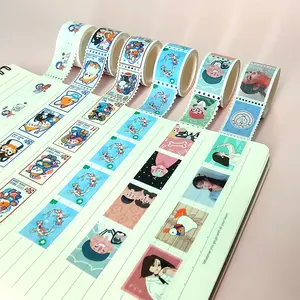 Stationery shop custom kawaii post stamp washi tape stickers supplier