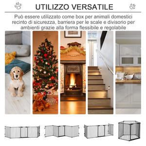 PawHut-Puerta plegable de 5 paneles para perros pequeños y medianos, metal y plástico, 300x3x74,5 cm, color negro - Product Image 4