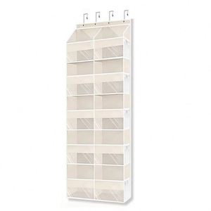 Organisateur de vêtements mural 2-en-1 multicouche en acier inoxydable et PVC, grande capacité de rangement, en tissu non tissé pour porte arrière - Product Image 1