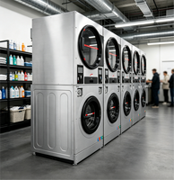 Coin Operated 220V Electric Stainless Steel Stacked Washer Dryer Combo Commercial Industrial Laundry Equipment