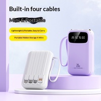 Chargeur portable en promotion, nouvelle mini batterie externe avec écran LED, quatre câbles intégrés, logo OEM, vente en gros de batteries externes